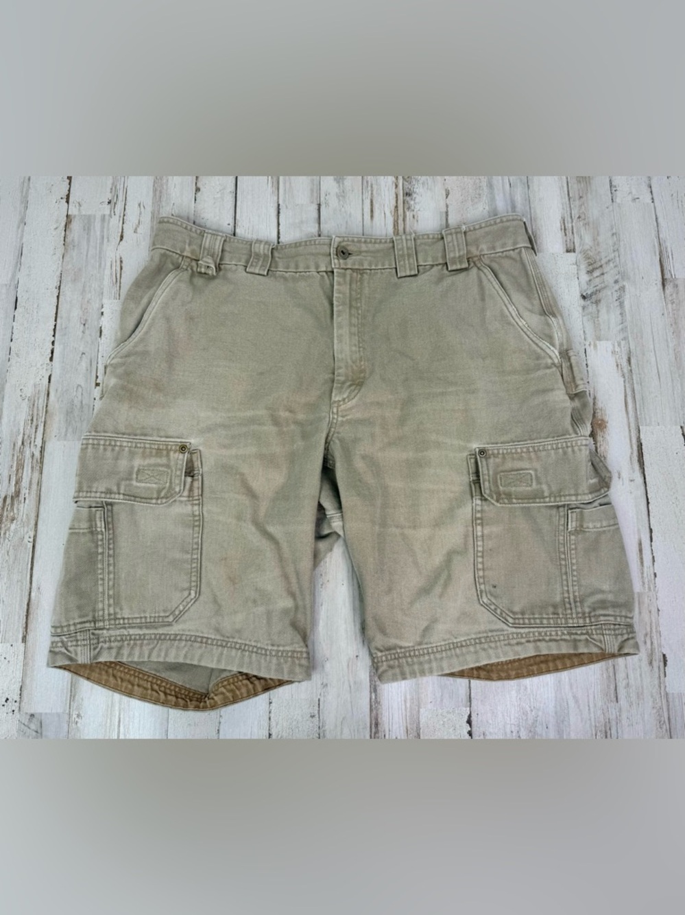 Duluth Trading Co Men’s 40 Canvas Cargo Shorts Utility Workwear 11” Tan